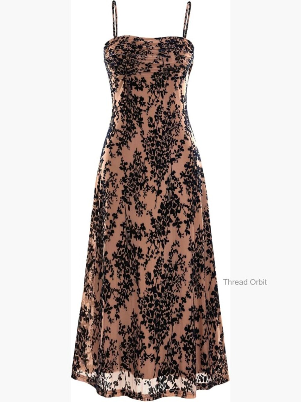 Sleeveless Spaghetti Strap Midi Dress Cowl Neck Floral Cocktail Party